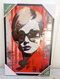 Gafas de sol para mujer adornadas a mano lona arte de pared impresión pintada 16x20 enmarcada roja - Imagen 1 de 8