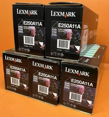 全新 批量 5 件 正品 原始设备制造商 Lexmark E250A11A 黑色 碳粉 E250 E350 E352 — 第 1/4 张图片