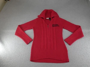 Suéter Harley Davidson para mujer rojo mediano peso pesado tejido con cable motocicleta - Imagen 1 de 12