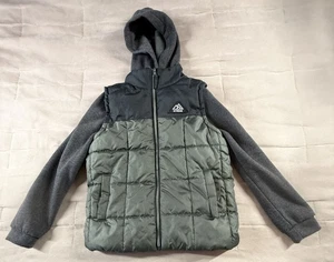 iXtreme Boys Hooded Puffer Jacket Coat Zip Up Winter Warm Gray Green Size 10/12 - Picture 1 of 10