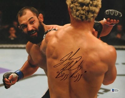 Foto firmada por Johny Hendricks 11x14 BAS Beckett certificado de autenticidad UFC en Fox foto autógrafa Foto 1 de 4