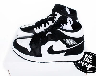 Nike Air Jordan 1 Mid SE W Homenaje Negro Blanco Split Panda Reino Unido 3 4 5 6 7 8 9 10 11 Foto 1 de 4