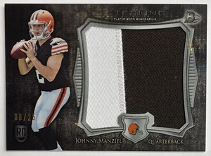 Johnny Manziel 2014 Bowman Sterling Jumbo Rookie Patch Black Refractor #/25 SSP - Picture 1 of 6