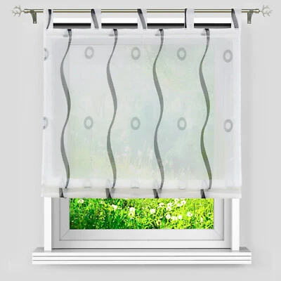 Raffrollo Ausbrenner Ranken Raffgardinen mit Schlaufen Gardine Voile Vorhang - Bild 1 von 4