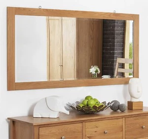 Edward Hopper oak wall mirror. Large rectangular mirror,bevelled glass,OAK frame - Picture 1 of 2