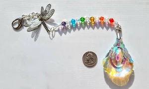 Handmade Crystal 63AB  dragonfly suncatcher, crystal beads, silver clasp - Picture 1 of 6