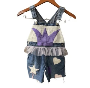 Vintage Osh Kosh B’Gosh Overalls Shorts tutu skirt  Sz 4 stitch textured artsy  - Picture 1 of 8