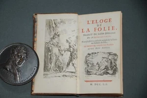 Erasmus Lob des Wahnsinns 1752 Schöne Ausgabe verziert mit 14 Stichen Einband Epoche - Bild 1 von 12
