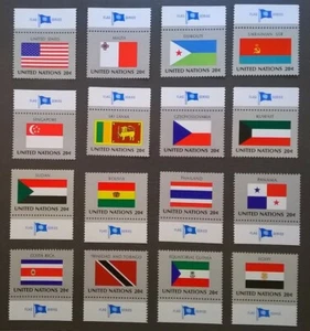 UN 1981 FLAGS SCOTT 350-365 NY United Nations Complete MNH INSCRIPTION TAB Set - Picture 1 of 1
