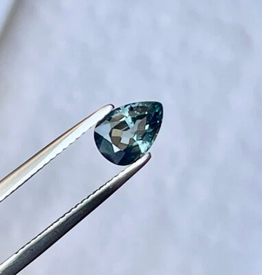 Natural 100% VVS 1.14 ct 7.9x5.7x3.5 mm Pear Blue Spinel Mogok Gemstone - Image 1 of 4