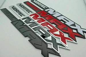 NEW (Pairs) Vortec MAX High Output Emblems Badges Decals - Red Black - Picture 1 of 12