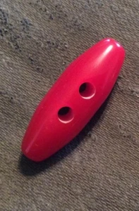 DILL BUTTONS #380058 RED TOGGLES--2 HOLE--38MM-- 4 PIECES - Picture 1 of 2