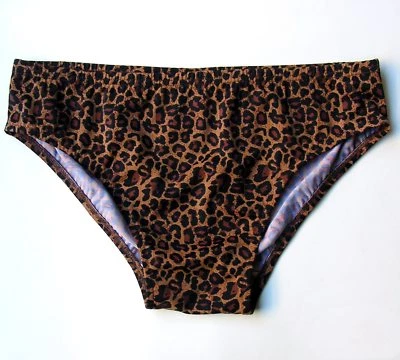 Traje de baño calzoncillo de natación para hombre en tiro regular o bajo en estampado de leopardo marrón: S-M-L-XL Foto 1 de 4