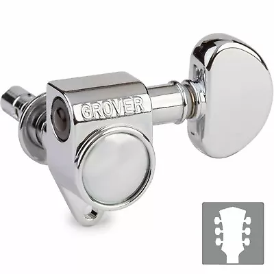 NEW Grover 106C Original Locking Rotomatic Tuners 18:1 Gear Ratio 3x3 - CHROME - Image 1 of 2