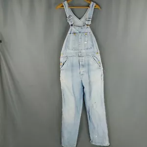Vtg Lee Farmer Bib Overalls JELT Denim Sanforized Patched Rusty Grunge 38 x 28 - Picture 1 of 23