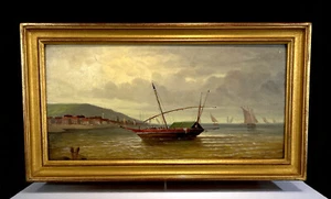 TABLEAU / HUILE SUR PANNEAU BOIS SIGNÉ " DUBOIS " ( LA RENTRÉE AU PORT ) ENCADRÉ - Imagen 1 de 6