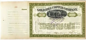 Gold Hill Copper Co Stock Certificate, Mining Stock: Certificate #B52 - c.1904 - Picture 1 of 4