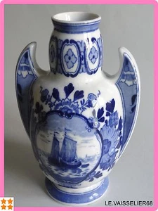 DELFT UN ANCIEN VASE ART DECO DECOR 515 ht 21 cm - Picture 1 of 6