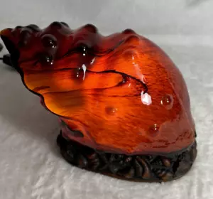 VTG Brown Amber Glass Seashell Electric Lighted Lamp Nightlight MCM 8"x5" RARE - Picture 1 of 18