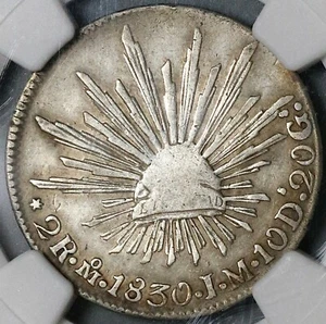 1830-Mo NGC VF Det Mexico City 2 Reales Cap Rays Silver Rare Coin (21110703C) - Picture 1 of 6