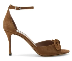 NIB Tabitha Simmons Mimmi Brown Suede Bow Open Toe Sandals Pumps Sz 41 11 $695 - Picture 1 of 12