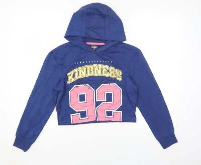 Suéter con capucha de algodón azul para niñas Studio talla 12-13 años Foto 1 de 4