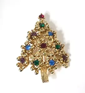 Vintage Rhinestone & Crystal Christmas Tree Brooch - Picture 1 of 3