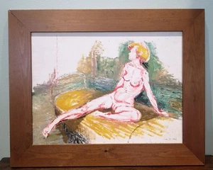 Original Franklin White Akt Studiengemälde datiert 1966 Öl auf Karton gerahmt - Bild 1 von 11