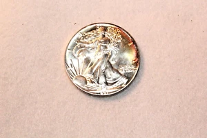 1987 1$ SILVER AMERICAN EAGLE! LOVELY ORIGINAL DIE TONING; NOT ALBUM TONED! - Picture 1 of 2