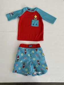 Disney Mickey Mouse swim trunks and rash guard boys sz 4 - Picture 1 of 12