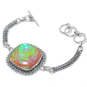 Triplet Opal Gemstone Silver Plated Chain Bracelet Jewelry 7-8" - Picture 1 of 1