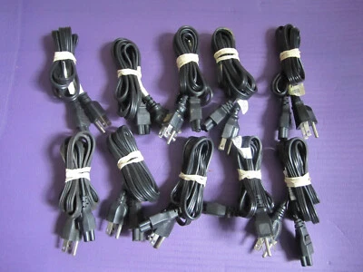 lot=10  3 Prong AC Power Cord US Plug Monitor, PC, Desktop, Printer, Adapter - Image 1 of 4