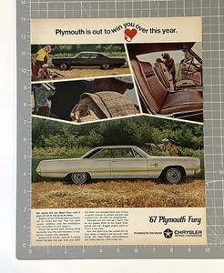Vintage Chrysler Plymouth Fury 1967 Print Ad Original 60’s Car Advertisement - Picture 1 of 1