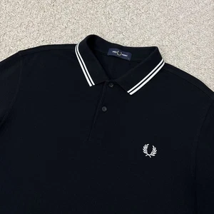 Fred Perry Poloshirt Herren Large schwarz weiß Twin Tipped Mod 60s Ska - Bild 1 von 13