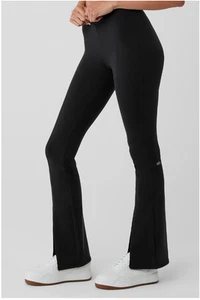 Alo Yoga aerografo vita alta svolazzante fessura leggings donna nero medio tempo libero - Foto 1 di 18
