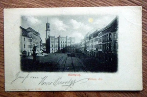 Postal antigua - saludo desde Zittau - plaza del mercado - gel. de Innsbruck 1898 - muy bueno - Imagen 1 de 2