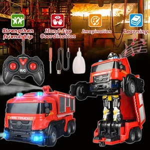 Ferngesteuertes Kinder Feuerwehrauto Transforming Auto Roboter Jungen & Mädchen - Bild 1 von 12