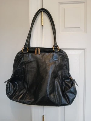 Hobo International Black Leather Large Zipper  Shoulder Bag Satchel Slouchy - Image 1 of 4