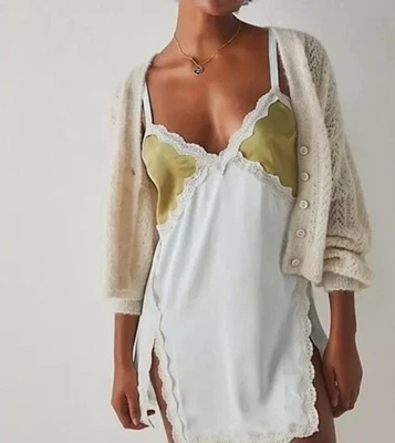 Mini Slip Free People On The Rise Azul Bebé/Oliva Sedoso L Foto 1 de 4