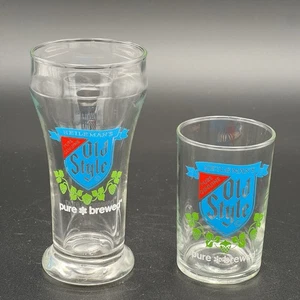 Vintage Heilemans Old Style Tavern Glasses Taste Testing Set of 2 Old Style - Picture 1 of 10