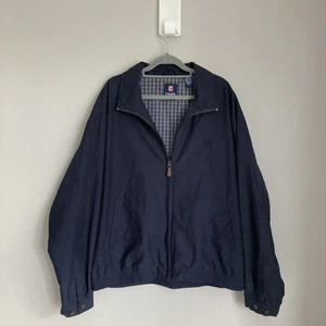 Chaps Mens Harrington Jacket Large Blue Classic Check Lining Windbreaker Bomber - Picture 1 of 7