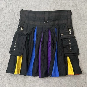 "Kilt de carga utilitario híbrido de lujo negro/arco iris con dos bolsillos tamaño 40""" - Imagen 1 de 10