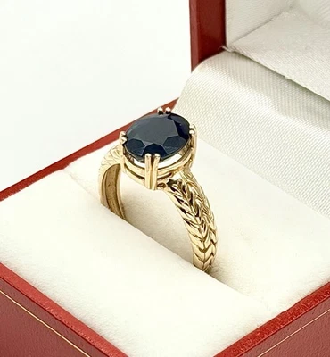 Oro amarillo 14k vintage 2,24ct. Catedral de zafiro azul natural azul profundo talla 7,5 Foto 1 de 4