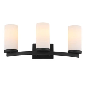 589150-BLK Desta Transitional Indoor 3-Light Vanity Light with Curved Bar, Ma... - Picture 1 of 9