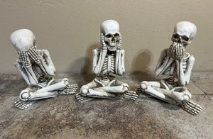 Halloween Swinging Skeleton Hear No evil Speak no evil See No Evil 3 Piece Set - Picture 1 of 8