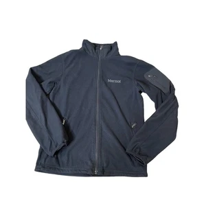 Marmot fleece jacket black full zip thumb holes active wear chore running SZ SM - Picture 1 of 10