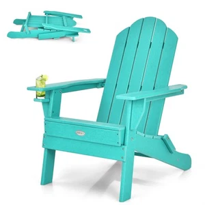 Silla plegable de patio Adirondack resistente a la intemperie portavasos patio - Imagen 1 de 8