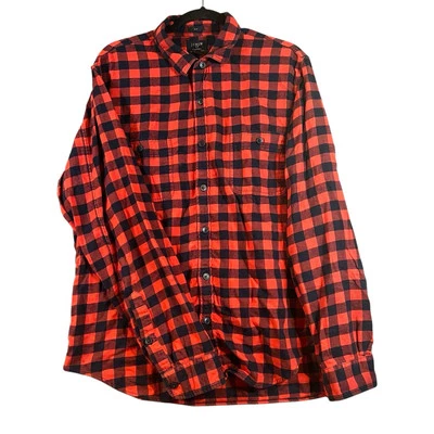 J.Crew Buffalo Plaid Mid-Weight Flannel Long Sleeve Slim Shirt Red Black Mens XL - Image 1 of 4