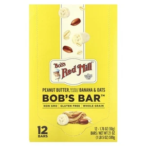 Bob's Bar™, Peanut Butter, Banana & Oats, 12 Bars, 1.76 oz (50 g) Each - Picture 1 of 4