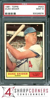 1961 Topps #443 Duke Snider Dodgers Hof PSA 9 Foto 1 de 4